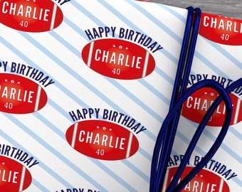 Personalised Rugby Ball Birthday Wrapping Paper - Rugby Birthday Gift Wrap - Special Age Birthday Paper - Gift Wrap for Men -Sport Gift Wrap
