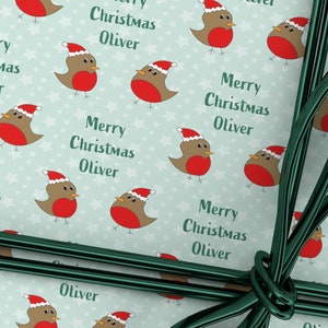Papel de regalo personalizado de Robin para Navidad - Papel de regalo de Navidad personalizado - Papel de regalo personalizado de Robin - Papel de regalo de Navidad de Robin