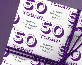 Personalised 50 Today Wrapping Paper - 50 Birthday Gift Wrap - Milestone Wrapping Paper - Personalised Birthday Gift Wrap - Special Age - 50
