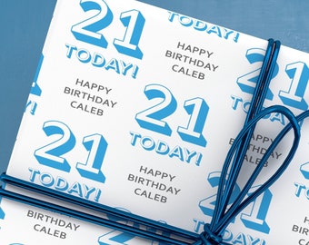 Personalized 21st Birthday Wrapping Paper - Custom Gift Wrap