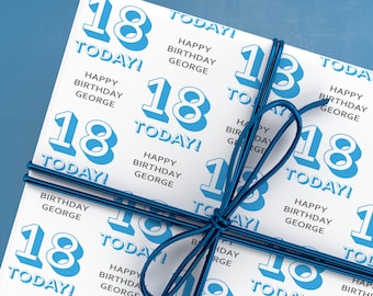 Personalised 18th Birthday Gift Wrap - Personalised 18 Today Wrapping Paper - 18 Birthday Gift - Custom 18 Birthday Wrapping Paper