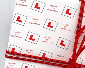 Papel de regalo para el 17 cumpleaños – Papel de regalo con temática de conducción para el 17 cumpleaños