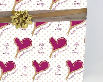 Wedding Anniversary Heart Wrapping Paper - GW018