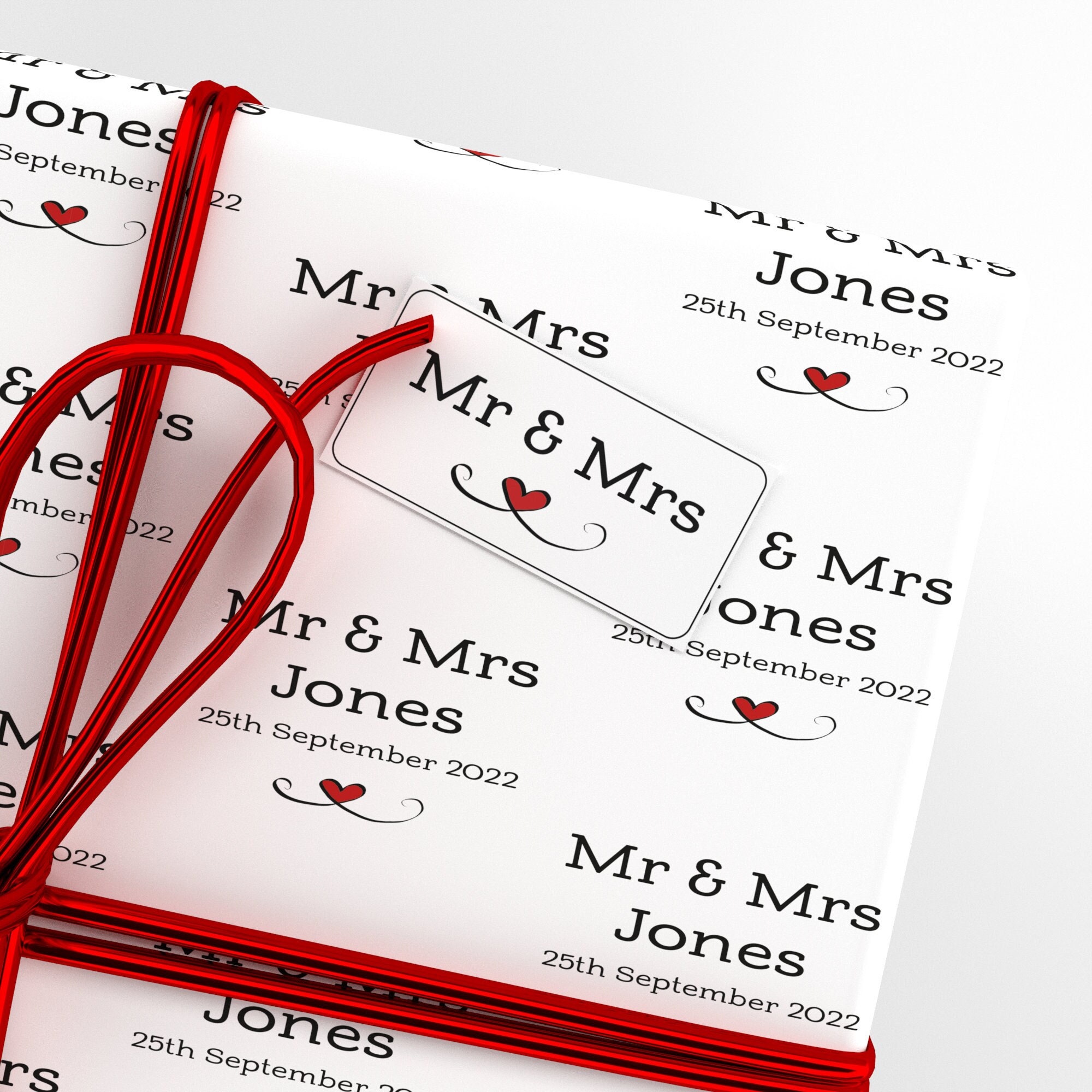 Personalised Wedding Wrapping Paper Roll, Wedding Day Elegant Mr & Mrs Gift Wrap, Custom Name Newlyeeds Wedding Gift, Custom Date Wrap Paper - UK - View #7