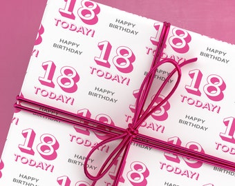 18 Birthday Wrapping Paper Milestone Wrapping Paper 18th Gift Wrap 18  Gift Idea Celebrate 18th 18 Today Birthday Wrapping Paper