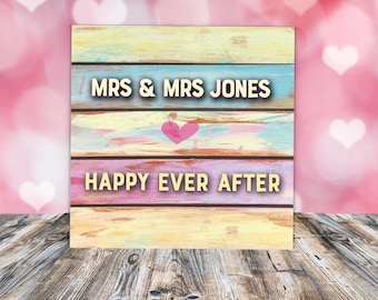 Personalised Mrs and Mrs Wedding Card, Mrs and Mrs, Gay Wedding Card, Same Sex Wedding Card, Happy Ever After Card, Festival Wedding Card