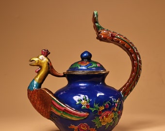 中国の骨董品から、精巧な手作りの純銅製双鳳凰の酒器装飾品。 - Etsy 日本