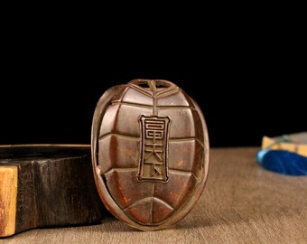 亀　彫刻品 ブロンズ製の亀の甲羅の彫像の装飾品、ティーペット、ユニークな