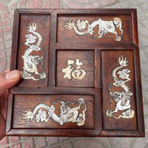 Chinese collection handmade natural rosewood dragon pattern five open box/jewelry box,precious and unique,exquisite wood carving,can be used
