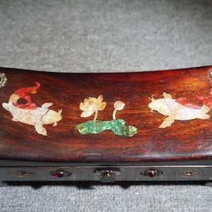 Chinese handmade carved rosewood inlaid gemstones cervical pillows/wooden pillows/drawer box,unique shapes,furniture decoration,can be used