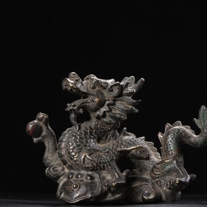 Hand carved bronze dragon statue ornament, desktop furniture decoration, unique shape, collection, use
