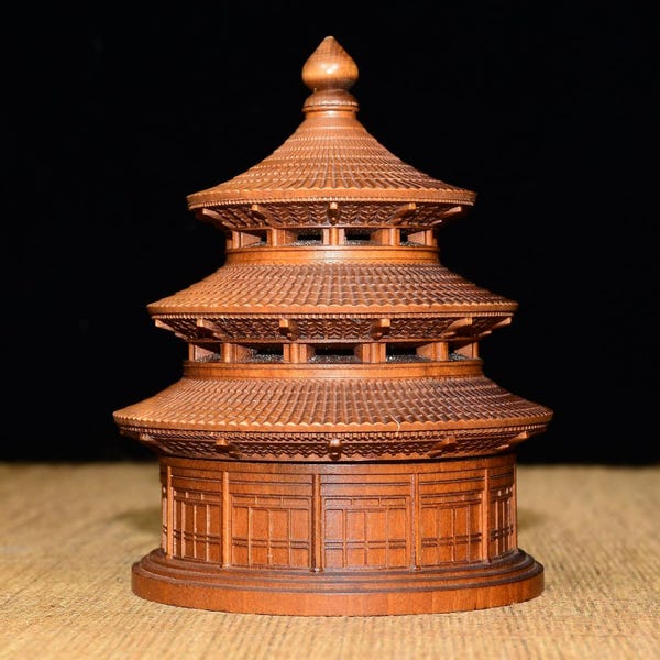 Chinese antique natural boxwood pure hand-carved three incense burner statue ornament,beautiful worthy collection