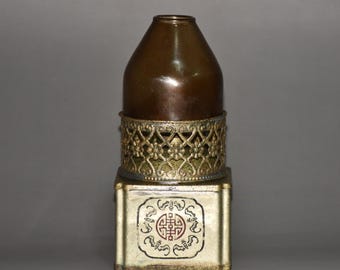 Collection chinoise d'ornements de lampes à huile en cuivre blanc sculptés à la main, statues uniques, décorations de table rares qui peuvent être utilisées