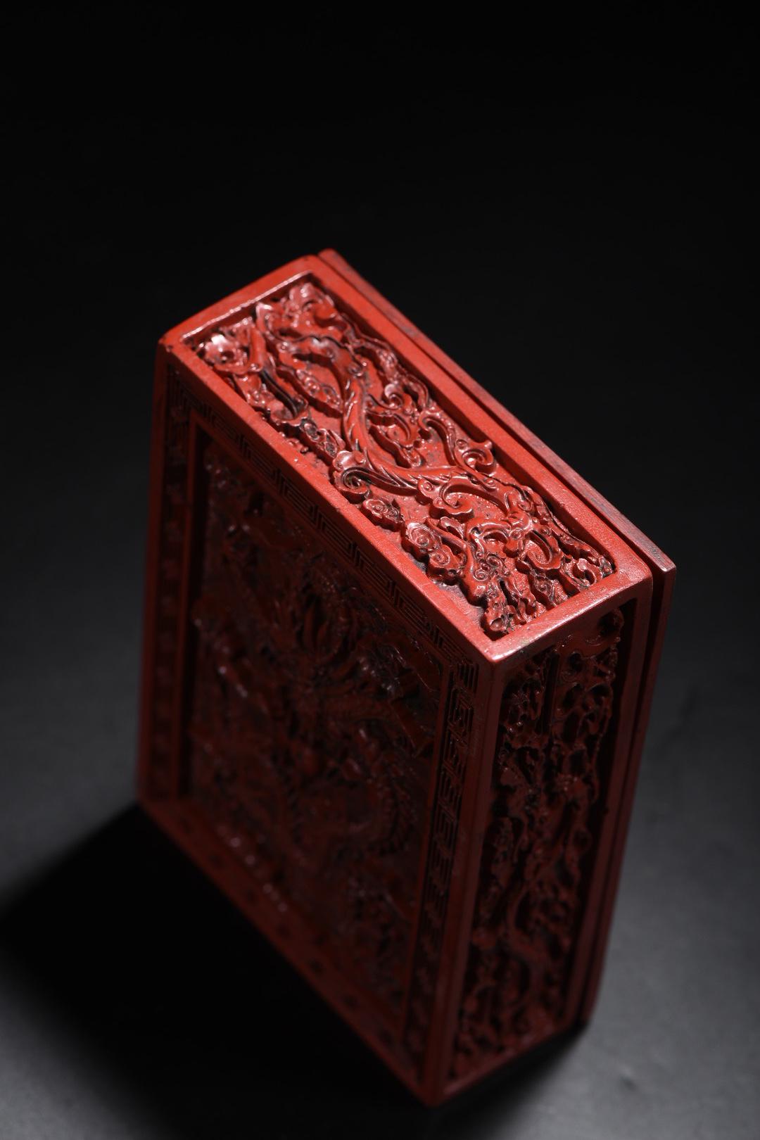 中国の手彫り漆器の龍の模様の箱飾りコレクション、ユニークで珍しい