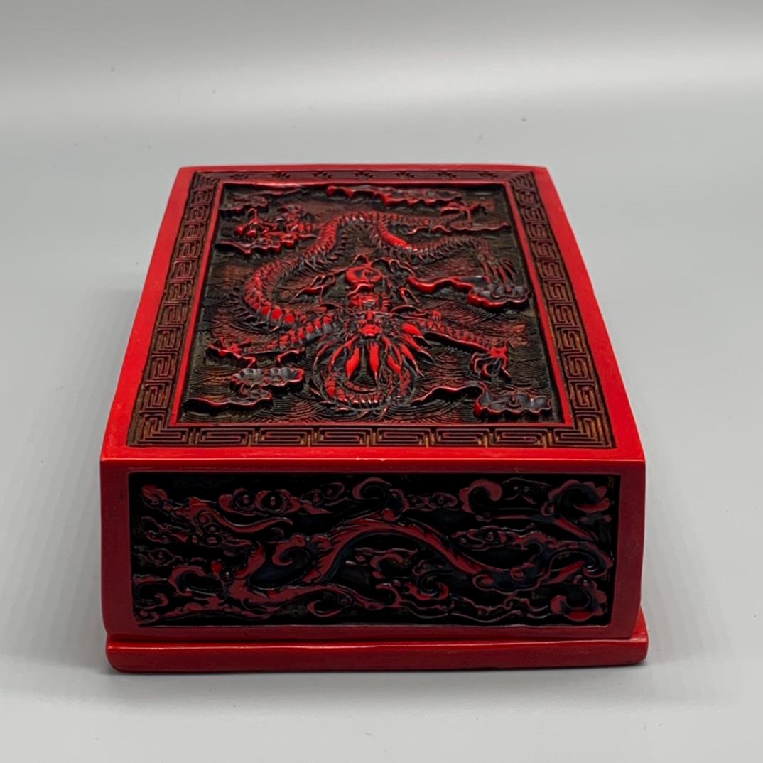 中国の手彫り漆器の龍模様の箱飾りコレクション、ユニークで