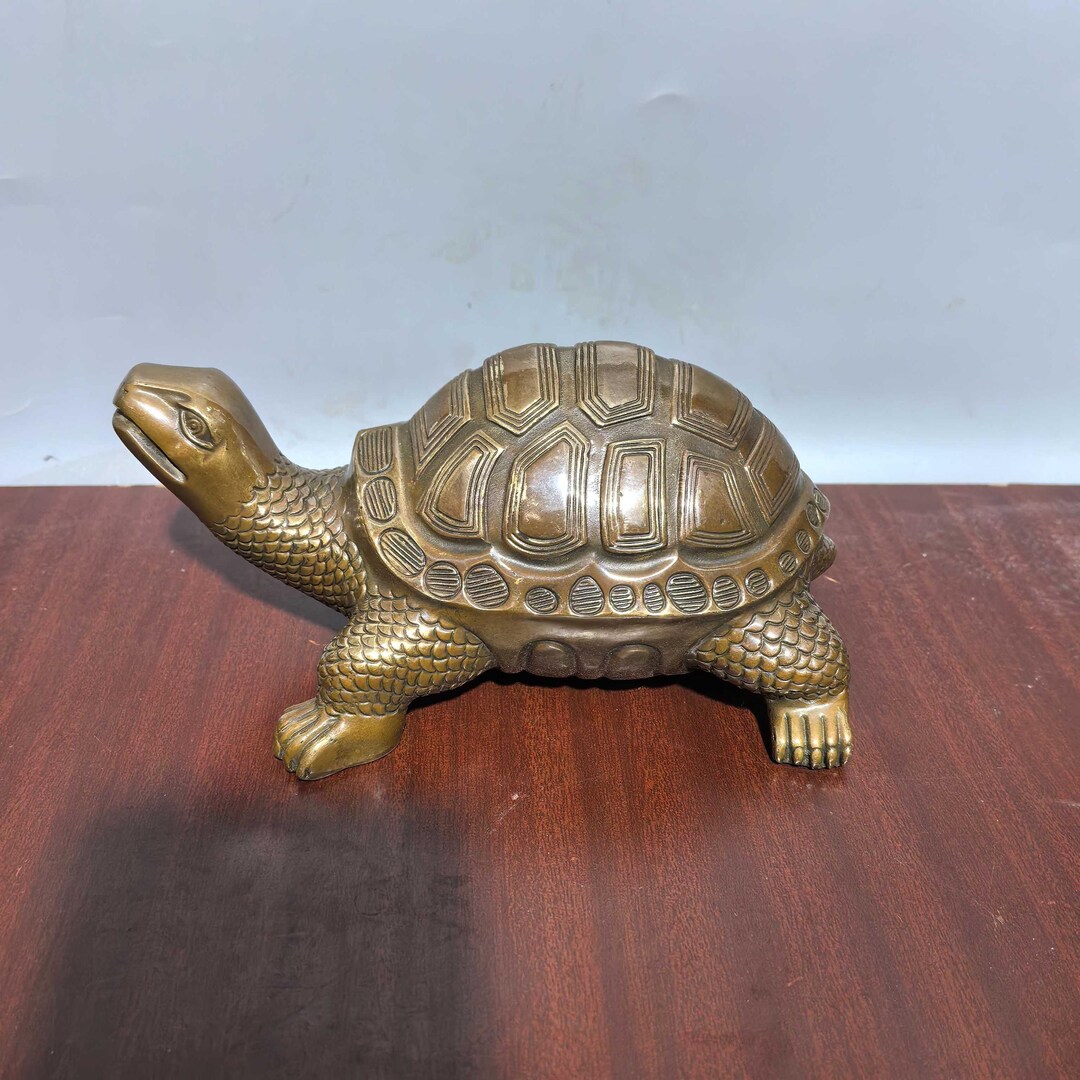 中国の古い手作りの銅製亀の置物、珍しい形状、卓上装飾品、収集と使用