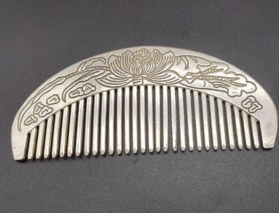 Chinese Antiques Handmade Tibetan Silver Comb, Hairdressing Comb