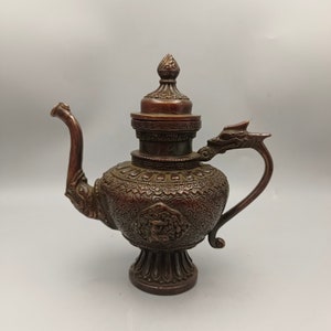 Chinese handmade dragon pattern copper wine pot, home decoration, elegant design, can be used