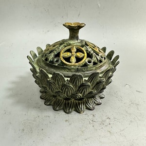 Chinese handmade carved bronze lotus incense burner ,unique design ,desktop decoration, worth collecting and using