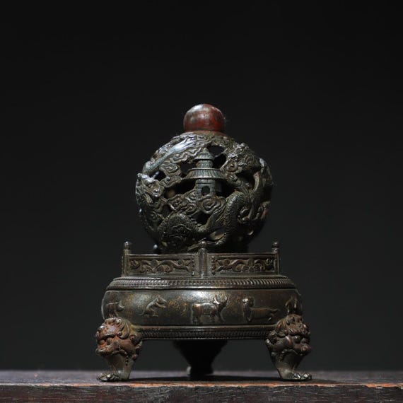 中国製の手彫り銅製香炉装飾品、家具・卓上装飾品コレクション - Etsy 日本