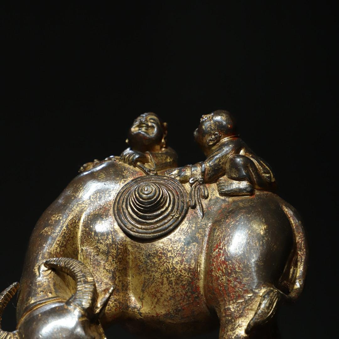 中国のコレクション 青銅の牛の像のペア、装飾家具、ユニークで珍しい