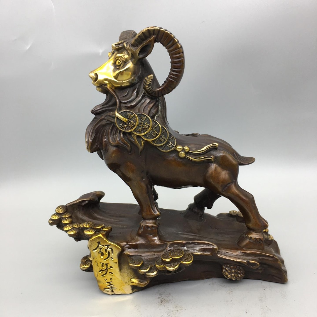 Handcarved Copper Sheep Statue Ornaments, Zodiac Signs,collected in ...