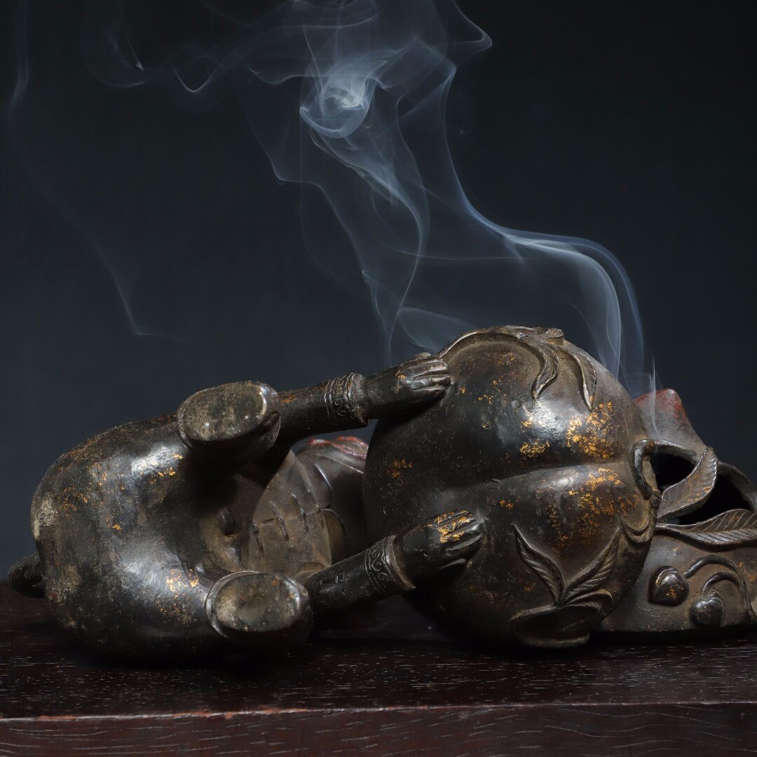 Bronze Monkey Statue Incense Burner, Handcarved, Furniture