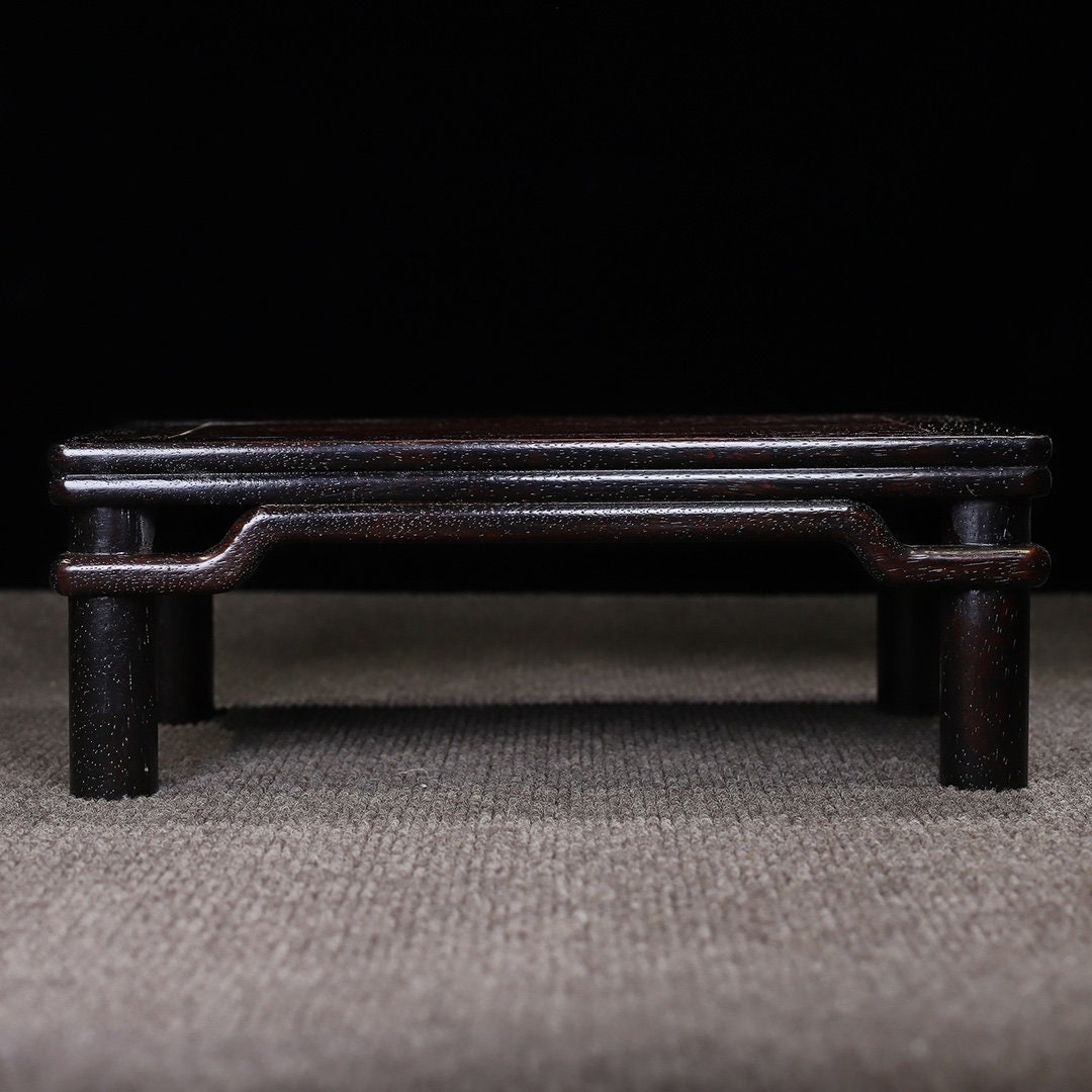 Oriental Furniture – Set Di 3 Tavolini Nidificati In Palissandro, Finitura Nero Antico