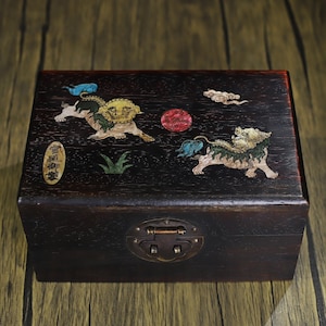 Handcarved rosewood inlaid shell multi treasure box,jewelry box,exquisite pattern,unique craftsmanship,furniture decoration,can be used
