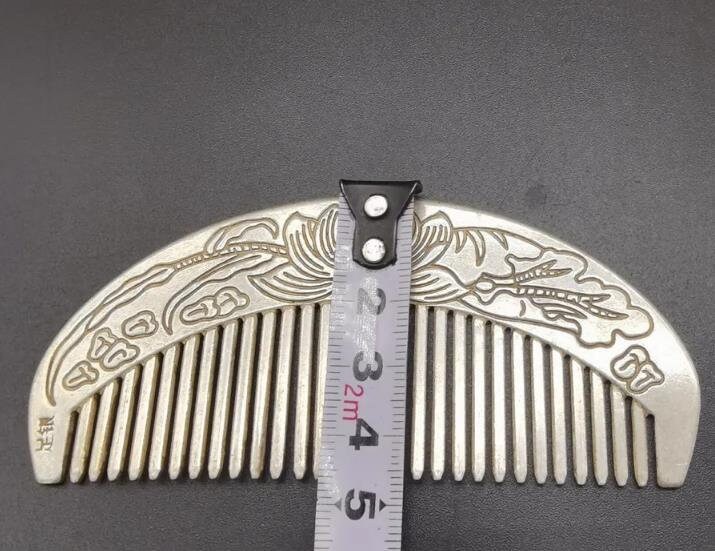 Chinese Antiques Handmade Tibetan Silver Comb, Hairdressing Comb