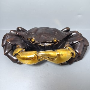Chinesische handgeschnitzte kupferne Krabbe Statuen Ornament Heimdekoration ，Seltenswert