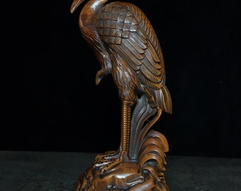Hand carved boxwood bird statue ornament, exquisite wood carving,desktop decoration, unique and precious