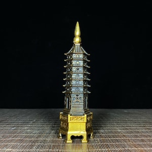 Chinese antique bronze Wenchang Pagoda ornaments,unique shapes,creative copper jewelry, furniture decoration,collecting and using