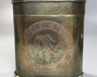 Colección china de adornos de caja de tabaco/palillero de cobre, únicos, raros, tallados a mano, se pueden utilizar