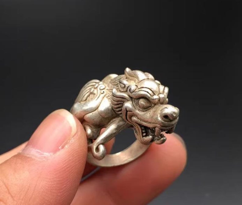 Tibetan Silver Beast Head Ring, Ancient Collection, Rare Gift - Etsy