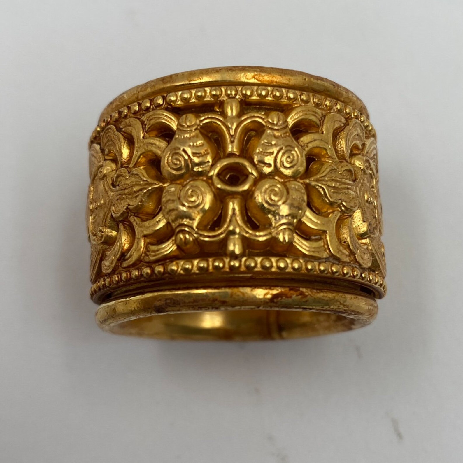 Statue Rng Handcarved Copper Gilded Rare Statue Ring, Rotatable, Wearable, Gift ...