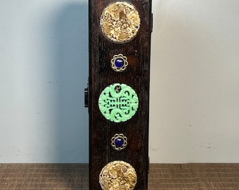 Ebenholz eingelegt Jade und Edelstein rechteckige Kisten / Aufbewahrungsboxen / Schmuckschatullen, exquisite Holzschnitzereien, Möbeldekoration