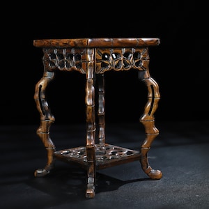 Rosewood round base/flower table/decorative rack, hand carved, collected in China, exquisite patterns/gifts,can be used