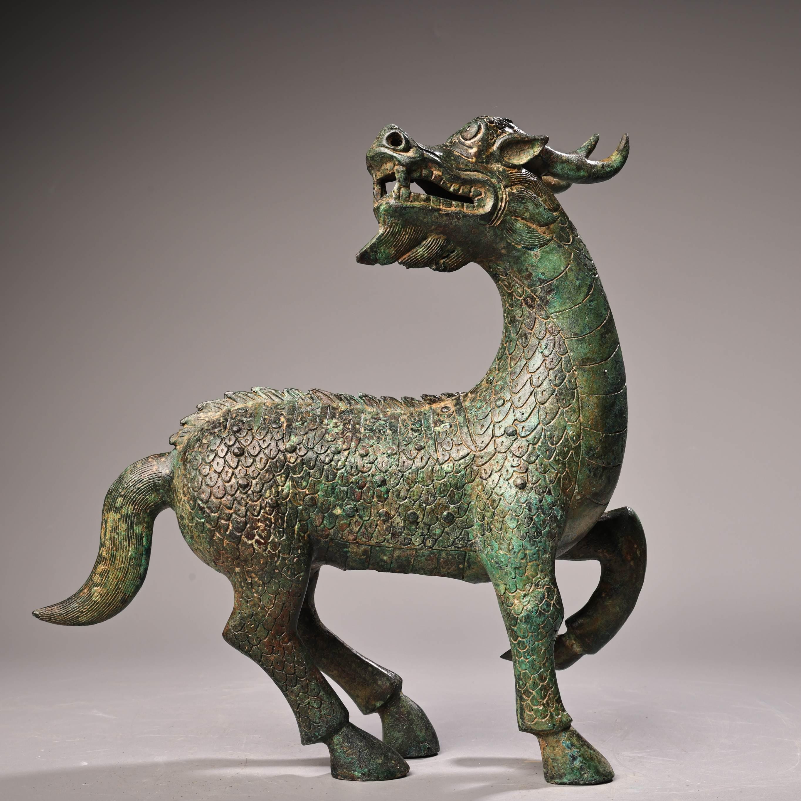 China Handmade Bronze Kirin/beast Statue Decoration,rare Statues