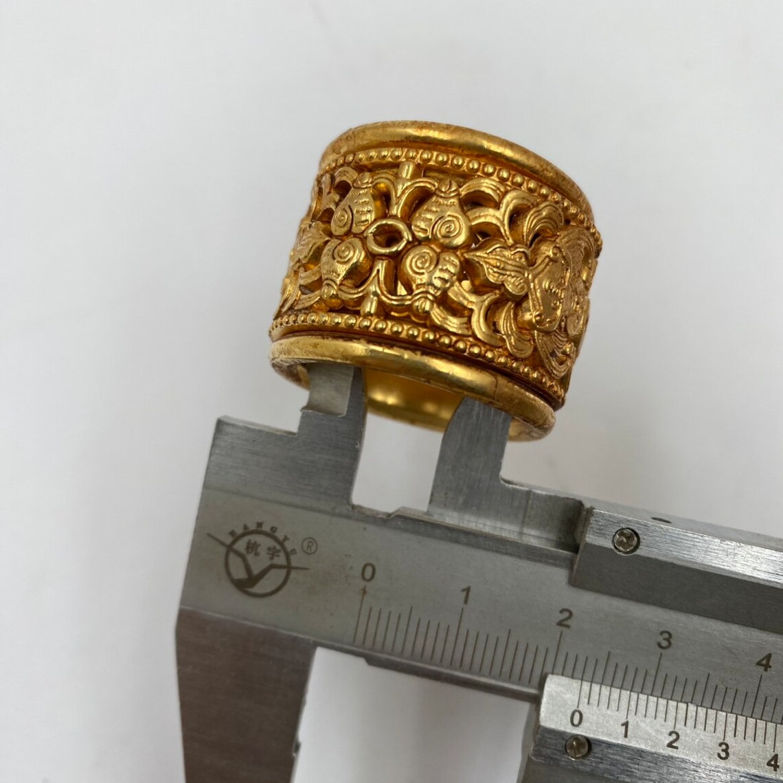 Statue Rng Handcarved Copper Gilded Rare Statue Ring, Rotatable, Wearable, Gift ...
