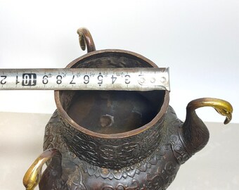 中国の手作りの銅製の亀と鶴の彫像、香炉の装飾品、家具の付属品