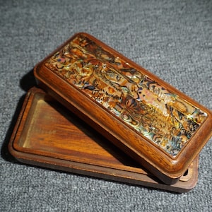 Handcarved rosewood Glasses case, exquisite and unique, gift, can be used image 6