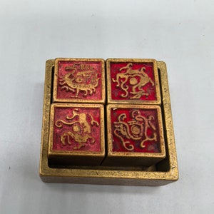 Chinese antique handmade carved copper exquisite pattern seals, with unique and exquisite shapes, are worth collecting and using