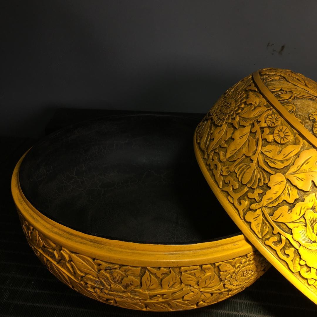 手彫りの漆器龍模様の密封箱/収納箱、絶妙な職人技、家具の装飾、収集