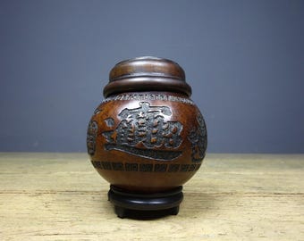 Jarrón chino de calabaza tallada a mano con forma de saltamontes, antiguo y precioso, único y hermoso, se puede coleccionar y usar.