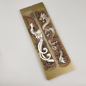 China exquisite handcrafted copper dragon and phoenix  paper weight statue decorations，unique designs/exquisite craftsmanship， can be used