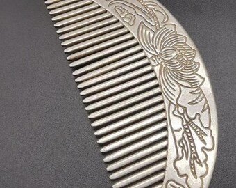 Chinese Antiques Handmade Tibetan Silver Comb, Hairdressing Comb
