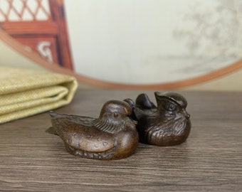 Vintage style High quality Copper mandarin duck statue, animal Ornament  Decor Animal statue Living Room Office Desktop Decoration Tea Pet