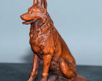 手彫りの木製犬の置物：バリ島の座り彫刻 - Etsy 日本