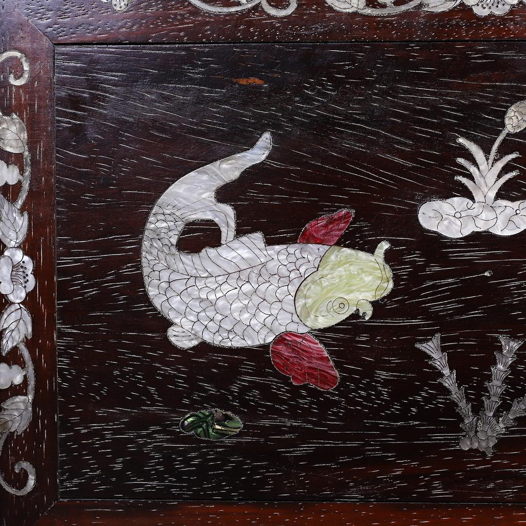 Rarest Shape Hand Carved Solid Wood Lotus Fish Patterned Small Tea/coffee Table,rare ...